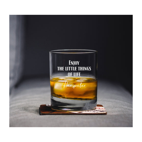 Enjoy the little things of life - graviertes Glas personalisiert