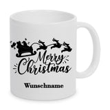 Rentierschlitten Merry Christmas mit Wunschname - Tasse