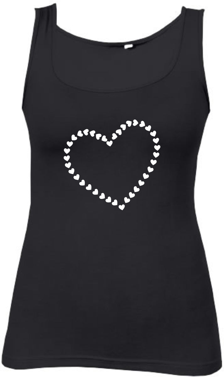 Herz aus Herzen bedruckt auf schwarzem Damen T-Shirt/Top – Geschenke-Macher