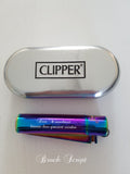 1 Stk. Clipper Rainbow Metall-Feuerzeug Icy mit Gravur