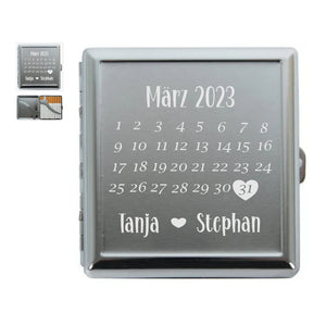 Zigarettenetui Jahrestag Kalender mit Namen und Datum graviert personalisierbar