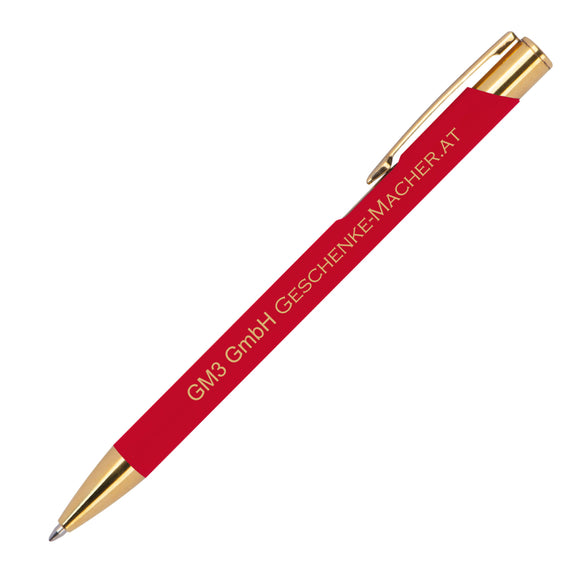 Glendale Kugelschreiber rot mit goldfarbener Wunschgravur