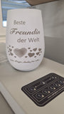 Beste Freundin der Welt  - Windlicht weiß-gold mit Gravur personalisierbar