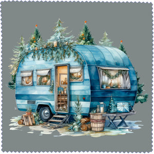 Brillenputztuch Microfaser 15x15cm mit "Caravan Weihnachten"