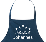 5 Sterne Chefkoch personalisierbare Grillschürze dunkelblau