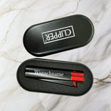 Clipper-Lava Metall-Feuerzeug-schwarz-rot -Gravur-Name