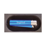 Clipper Metall-Feuerzeug silber-blau mit Gravur  I Geschenke-Macher