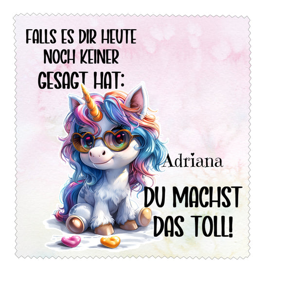 Brillenputztuch Microfaser bedruckt mit Unicorn mit Text 