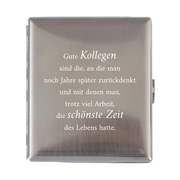 Gute Kollegen sind ... Zigarettenetui mit Spruch graviert