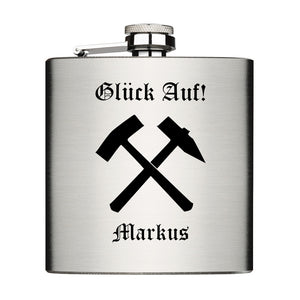 Glück Auf! personalisierter Flachman aus Edelstahl 6oz mit Lasergravur