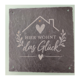 Schiefertafel „Hier wohnt das Glück“