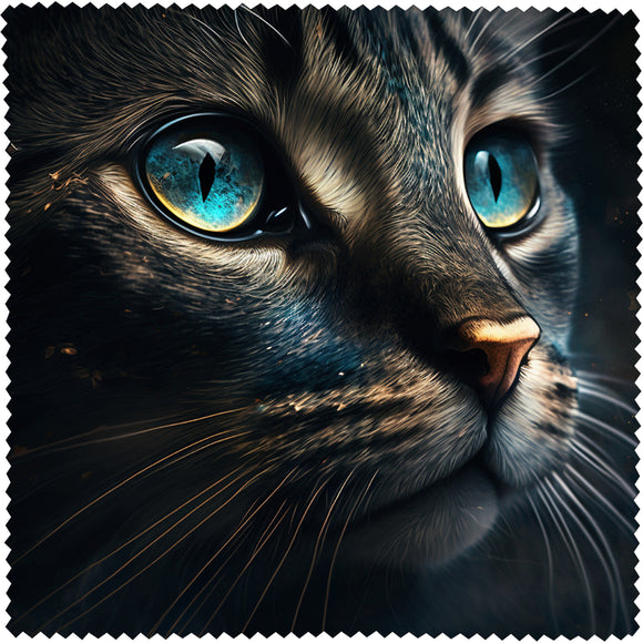Katze mit Blauen Augen - Brillenputztuch Microfaser
