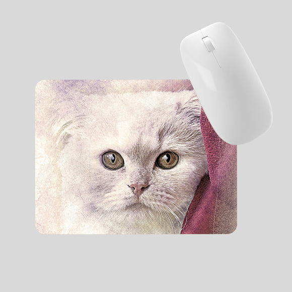 Weiße Katze - Mauspad