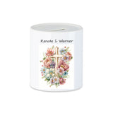 Spardose - Kreuz mit Blumen - mehrere Varianten zur Auswahl