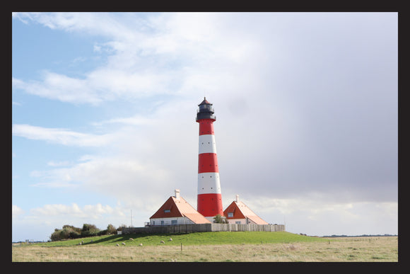Leuchtturm Westerheversand von weitem - Fussmatte