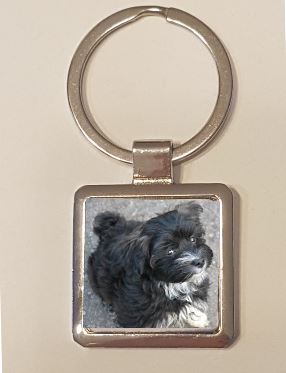 Schlüsselanhänger mit Foto vorne und Rückseite mit Name graviert