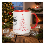 Merry Christmas „2 Bäume“ – Twotone Keramiktasse (Rot)