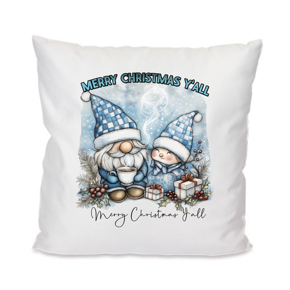 Kissen trägt ein bezauberndes winterliches Wichtelmotiv