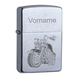 Wunschname und Motorrad Chrome Brushed Original Zippo graviert