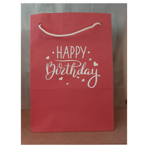 Geschenktüte rot bedruckt mit Happy Birthday