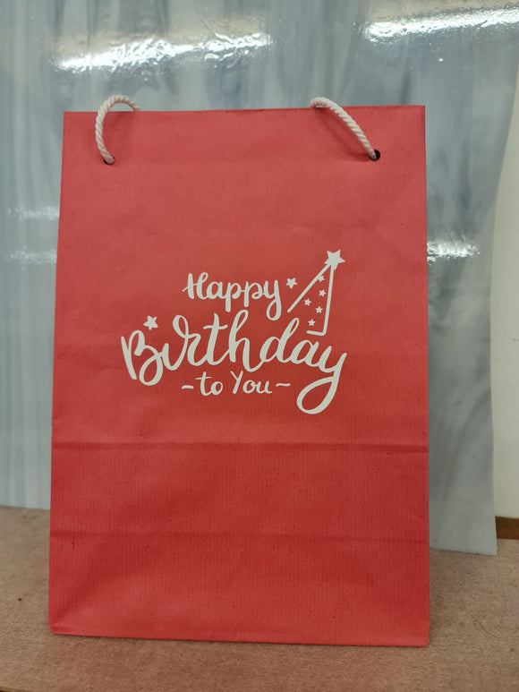 Papiergeschenktasche Rot bedruckt mit Happy Birthday to you