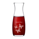 Glaskaraffe 1,18 Liter mit Gravur Schmetterlinge und personalisierbar