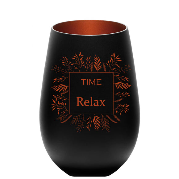 Time to relax Windlicht Glas mit Gravur