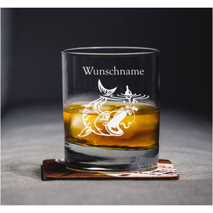 Whiskyglas Fisch an der Angel - graviert personalisierbar