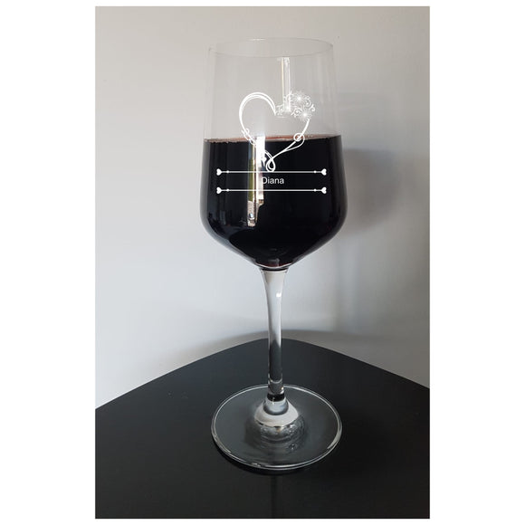 Weinglas mit Gravur Herz und Name personalisierbar