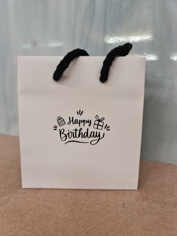 Geschenkstasche Weiß bedruckt mit Happy Birthday