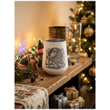 Windlicht weiss mit Gravur Weihnachtsmann