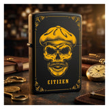 Zippo schwarz-matt mit messing Kern und Gravur Motiv Cititzen-I aus der Mafia Cards Collection 1 von 13