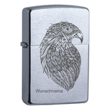 Bundle Zippo und Etui mit Adler und Name graviert