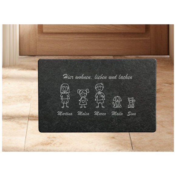 Wohnen, lieben, lachen Fussmatte ohne Gummirand