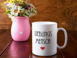 Tasse weiß mit Schriftzug Lieblingsmensch beidseitig