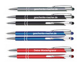 Kugelschreiber Metall Touchpen blau Edler Kugelschreiber aus Aluminium SCHWARZ