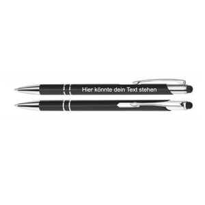 Kugelschreiber Metall slim schwarz Touchpen mit Wunschgravur