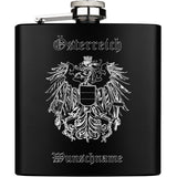 Österreich Adler mit Wunschname Edelstahl Flachmann 6oz mit Lasergravur