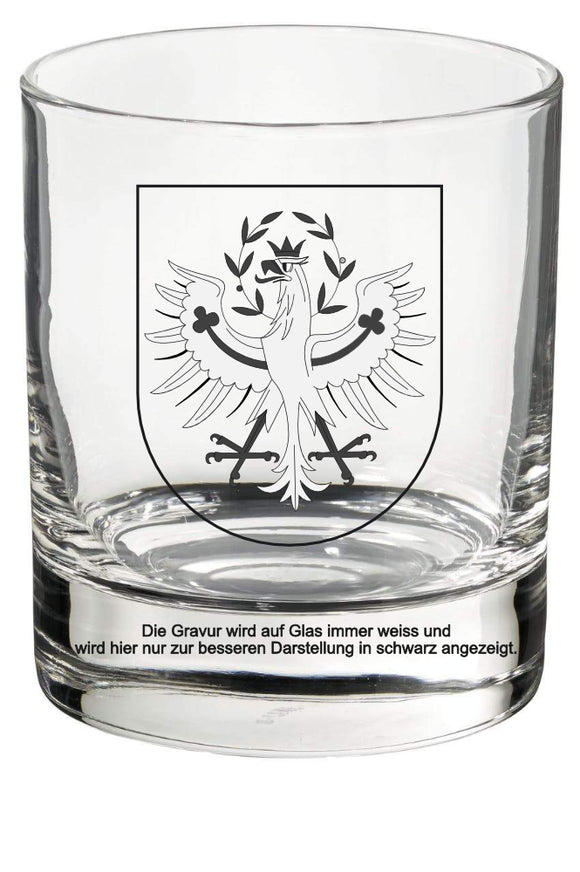Tumbler Whiskyglas mit Tiroler Adler graviert