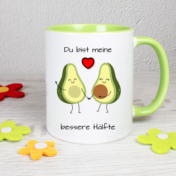 Avocado - Du bist meine bessere Hälfte Tasse weiß/hellgrün