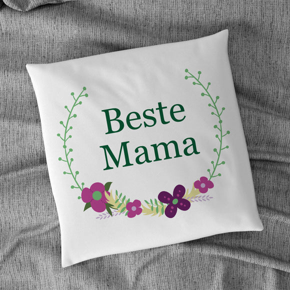 Kissen bedruckt mit Motiv Blumenring und Text Beste Mama