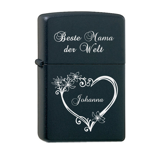 Beste Mama der Welt mit Herz und Name graviertes Zippo