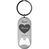 Flaschenöffner Schlüsselanhänger mit Gravur-Beste Mama im Herz + dein Name