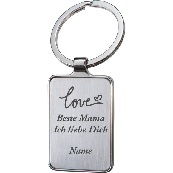 Schlüsselanhänger mit Gravur Love - Beste Mama Ich liebe Dich + Name