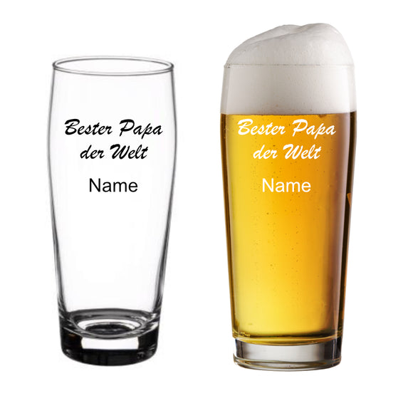 Bester Papa der Welt graviertes Bierglas mit Name personalisiert