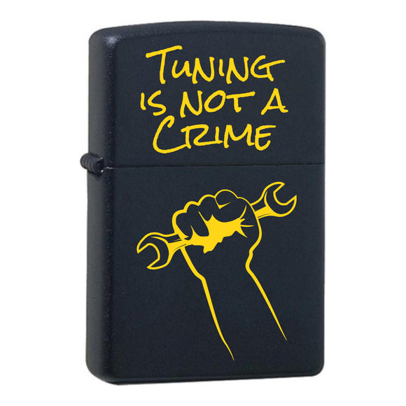 Tuning is not a crime - Hand Schraubenschlüssel Black Matte mit Messing-Kern Original Zippo graviert