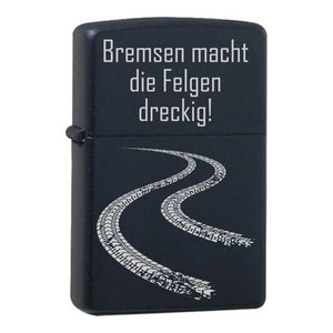 Bremsen macht die Felgen dreckig Black Matte mit Chrome-Kern Original Zippo graviert