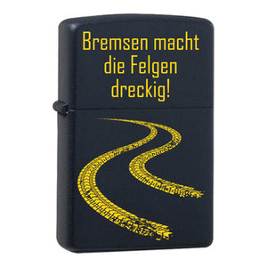 Bremsen macht die Felgen dreckig Black Matte mit Messing-Kern Original Zippo graviert