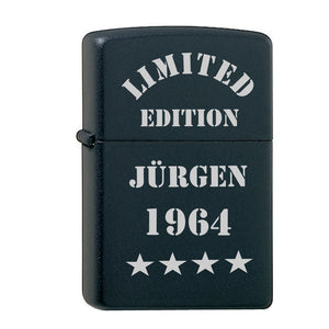 Limited Edition mit Name und Jahrgang Zippo black matte graviert