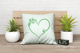 Herz Blüten grün Kissen 40x40cm mit Reißverschluss und Füllung